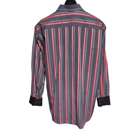 Robert Graham Long Sleeve Grey Striped Button Down Size XXL - Picture 3 of 4